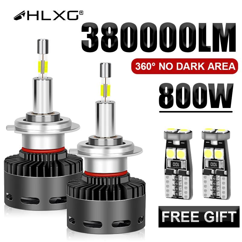 HLXG LED ĵ ڵ Ʈ , ͺ ̴ , 3D 360, H7, 380000LM, H11, H4, H1, HB3, 9005, HB4, 9006 9012 Ȱ, 800W